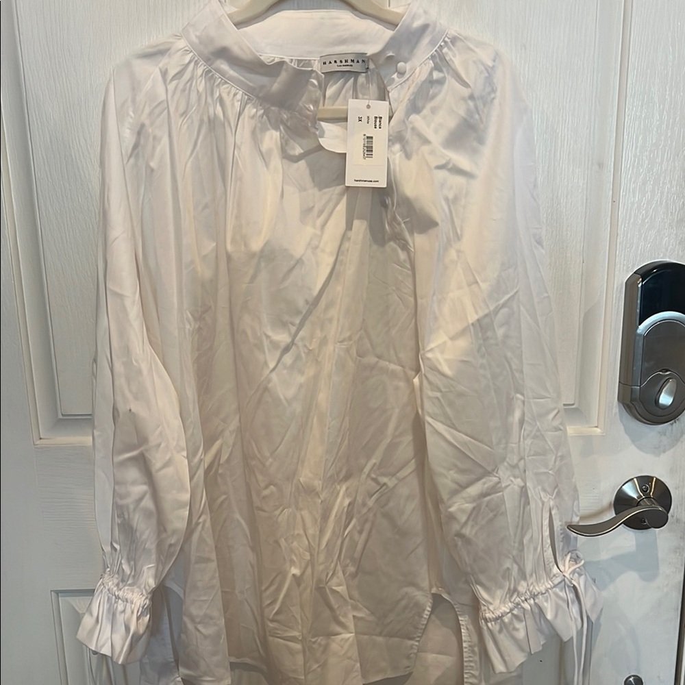 Cream Ruffled Long Sleeve Bib Collar Blouse
